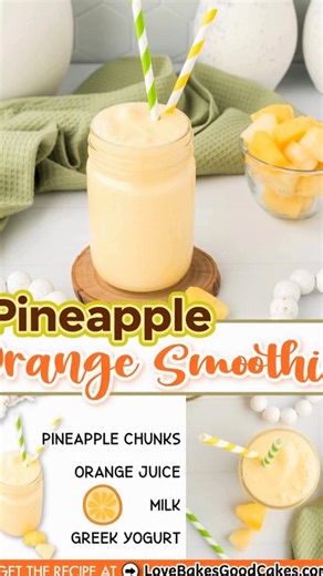 This Pineapple Orange Smoothie is an easy breakfast to make on those hectic mornings. Throw everything in the blender for a few minutes – put it in your travel cup, and you’re good to go! | Easy Recipes