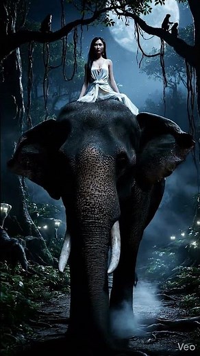 The Girl Riding an Elephant in the Dark Jungle… Animals Started Acting Strange! 😱🐘