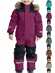 Boys' and Girls' Snowsuit Waterproof Jumpsuit Windproof Thermal Snow Suit for Kids Winter Ski Suit Coveralls Toddler Snow Suit Boys Girls One-Piece Snowsuit Winter Outdoor jumpsuit (1T-15)