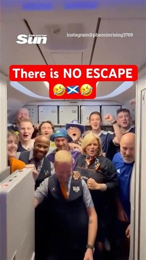 Amazing moment Air Steward Leads Tartan Army in Midair Singalong