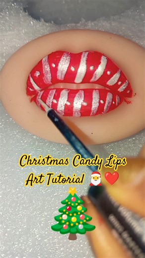 Christmas Candy Lips Art Tutorial 🎅❤️#lipsticktutorial #christmasspecial #song #art