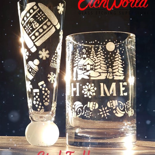 Armour Products: EtchWorld on Instagram: "https://www.etchworld.com/ArticlesCategory/winter Capture the bright sparkle of ice and snow in your winter crafting with our Over N Over Stencil Sheets and our Armour Etch Glass Etching Cream. #armouretch #stenciling #glassetching #wintercraft #wintercrafts #noplacelikehome #homesweethome #snowtheme ##winterlovers #sweaterweather #cozylife #cozylifestyle #cozycabins #cozycabin #cabininthewoods #cabininthemountains #cabinintheforest #easydiycrafts #pilsn
