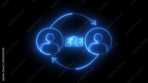 B2B sales person selling products icon. Business-to-business sales, B2B sales method. B2B business partnership icon animation. B2B Business company commerce technology marketing concept.