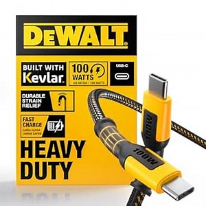 DEWALT Heavy Duty 100W USB C Cable, Jobsite 100 Watt USB C Cable, High Speed Type-C to Type-C, Fast Charge PD USBC Fast Charging Cord for iPhone 17/16/15 Plus Pro Max MacBook iPad Samsung Galaxy, 4 ft