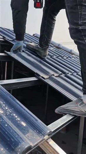 The process of installing roof tiles on a light steel frame building roof is easy and fast #popular