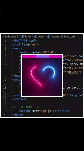 hey propose your soulmate using html and css code#html #proposal #soulmate #love #vscode #css #js