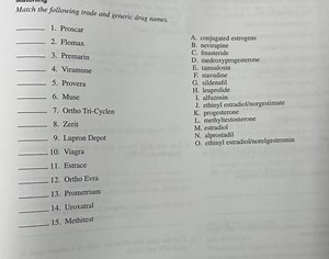 Match the following trade and generic drug names.Match each t... | Filo