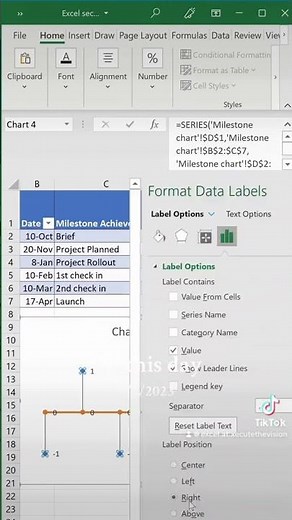 Excel timeline of milestones chart tutorial