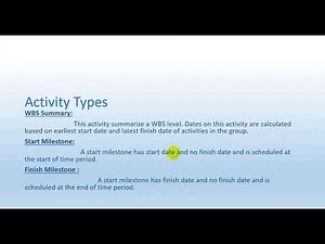 Introduction to Primavera : Activity types and How to Define it