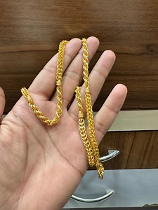 22K Gold Rope Chain Necklace for Men: Lightweight Indian Jewelry - Etsy
