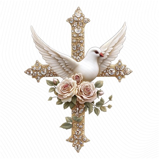 Watercolor Cross Dove Clipart, Jeweled Cross With Dove, Easter Clipart, Printable Watercolor, Digital Download, Paper Craft, Junk Journal - Etsy Israel