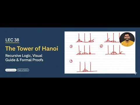 Lec 38: The Tower of Hanoi | Recursive Logic, Visual Guide & Formal Proofs