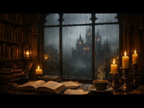 VICTORIAN ERA AMBIENCE | You're Reading in 19th Century Library with Relaxing Rain Sounds