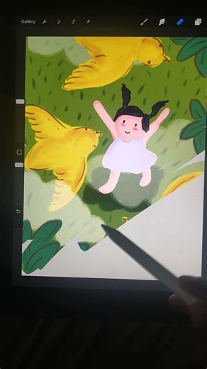 Chasing Birds#illustration #digitalart #digitalillustration #childrensbooks #picturebooks #procreate