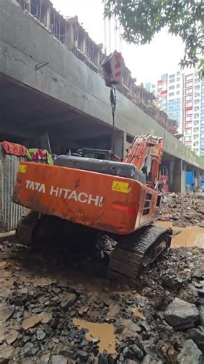 #excavator #lifting #work #with #crane #cranexe