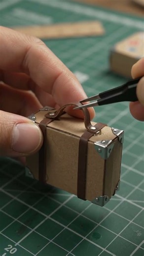 Turning Cardboard Into a Tiny Suitcase! 🧳✨ | Satisfying Miniature Craft #shorts #diycrafts