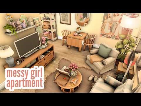 messy girl apartment \\\\ The Sims 4 CC speed build