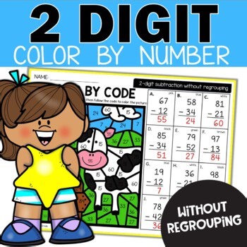 2 Digit Subtraction without Regrouping Color by Number Math Pages Farm