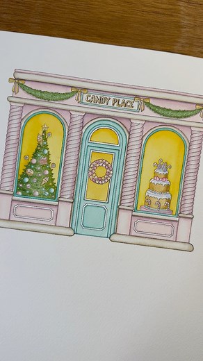 Printable Coloring Pages available in my Etsy Shop: https://variasart.etsy.com/listing/1623402178 Christmas Candy Shop in Watercolors🍭🍫🍬 #art #winterwonderland #Christmas #aquarelle #watercolor #watercolorpainting | Varias Art
