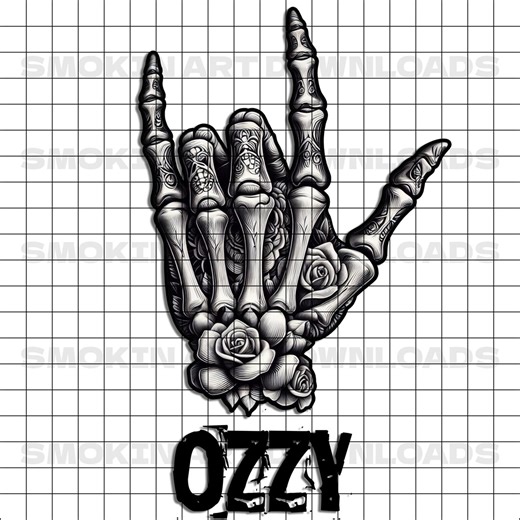 Ozzy Devil Horns Skull Hand PNG Skeleton Hand Clipart Rose Tattoo Sublimation Design Rock On Skull DTF Printable Boney Tattoo Art Graphic - Etsy México