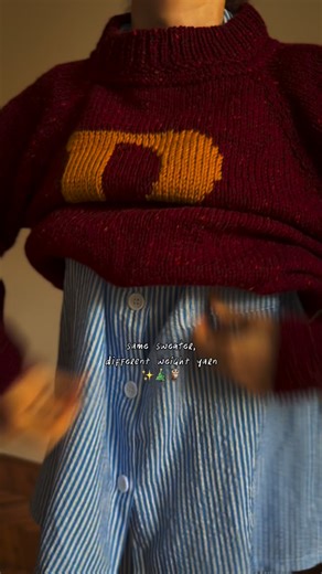 The magic of yarn weight: Chunky = super cozy & fast to knit 💨 Worsted/Aran = classic, wearable every day ✨ Which one would you choose? Pattern: link in my bio ___ #lettersweater #knitting #knit #knittingpattern #knitting_inspiration #knittingtutorial #potterhead #knittingaddict #weasleysweater #christmasknitting #weasleytwins #knitterofinstagram #christmascrafts #knitting_inspire #knitting_is_love #knitting_withlove #knittingforbeginners #knitsweater | RitaKhor