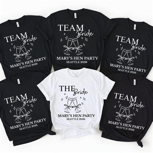 Team Bride Hen Party Shirts, Custom Bachelorette Party Tees - Etsy