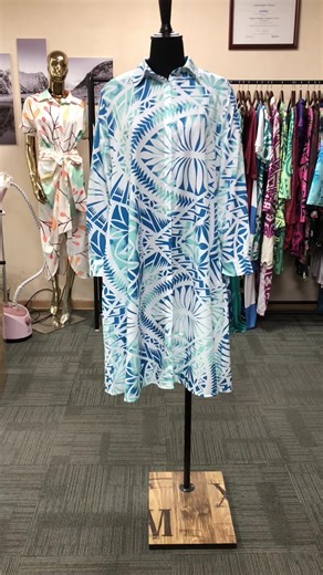 Summer Fashion Puletasi Samoa Hawaii Dress Polynesian Tribal Tatau Pattern Midi Shirt Dress for Women