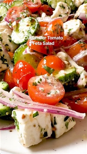 Cucumber Tomato Feta Salad #recipe
