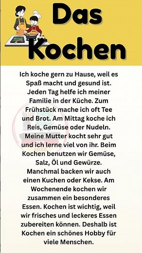 Das Kochen auf Deutsch | Einfaches Deutsch A1-A2 | Deutsch lernen für Anfänger