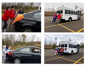Ms. Waring's Freshmen PCB Physics students put their knowledge about forces and motion to the test last week as they pushed a CAR and a BUS in the west parking lot. 😯 To complete the task successfully, the students calculated the force needed to push the vehicles and used sidewalk chalk to draw their free body diagrams on the blacktop. Way to go, Trevs! | New Trier High School