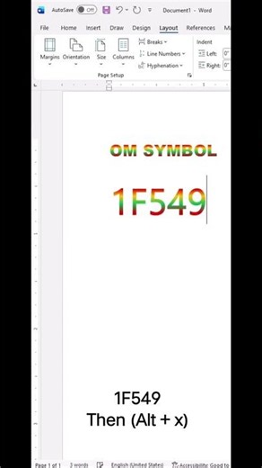1F549 Type Karo Aur Alt + X Dabao 😍 | Microsoft Word Secret Trick