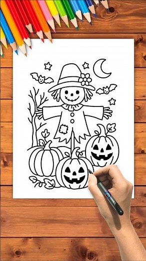 Halloween Fun! 🖍️ Easy Scarecrow Coloring Page | Learn Colors with Pumpkins