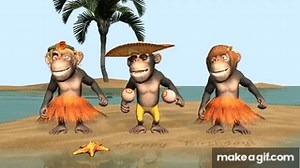 Funny Happy Birthday Song. Monkeys sing Happy Birthday To You on Make a GIF