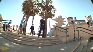 Get a behind the scenes look at Diego Najera's nollie tre down the Santa Monica triple set. Filmed by Kevin Perez & Spanish Mike T.V.. primitiveskate.com | Primitive Skateboarding