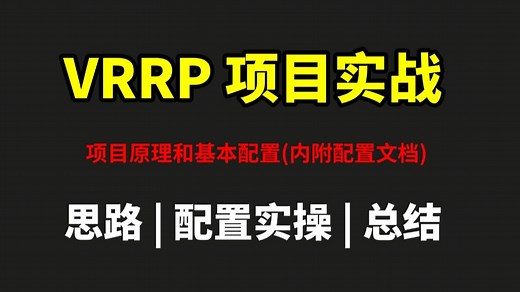 【网工知识】全面讲解VRRP基本原理与配置，从入门到精通，全程干货无废话！VRRP入门_VRRP配置_VRRP协议_VRRP实验