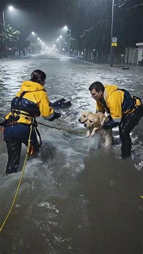 A Golden Retriever Saves the puppy from flood #goldenretriever #animalrescue #rescue