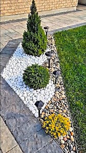 Front Yard Landscaping Ideas 2026 | Beautiful Garden Design with White Stones & Solar Lights #shorts