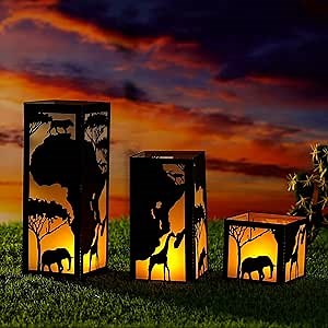 12 Sets African Safari Centerpieces for Table 3 Size Africa Map Paper Lantern Boxes Table Ideas Decorations for African Safari Tropical Forest Jungle Themed Birthday Baby Shower Decor