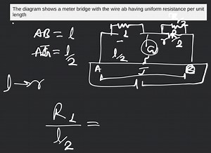 The diagram shows a meter bridge with the wire ab having unifor... | Filo