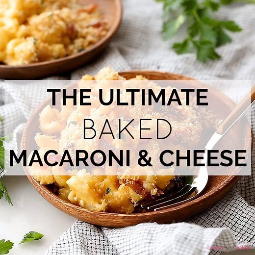 This easy baked mac and cheese recipe is totally homemade, super creamy, and topped with a mixture of bacon and crushed Ritz crackers. It’s quick enough for a weeknight dinner, but totally worthy of serving to company, as well. 🙌 RECIPE HERE --> https://www.browneyedbaker.com/baked-macaroni-cheese/ | Brown Eyed Baker