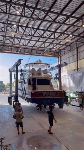 Little delayed but Devotion is finally in the yard for a quick turnaround before tournament season. Getting her dialed in and ready to chase flags again. • Adding Seakeeper 6 in the engine room • Installing Seakeeper Ride • Freshening up the bottom • Repainting non-skid on the bow • Redoing the teak toe rail & half round She’ll be back where she belongs soon — offshore. #sportfishing #viking #devotion