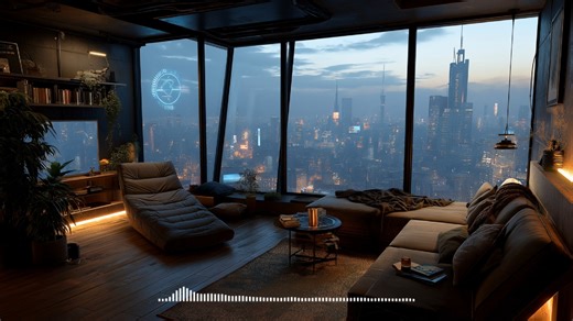 30min专注｜高层公寓客厅｜远方城市环绕声 冰块碰杯声 餐具声