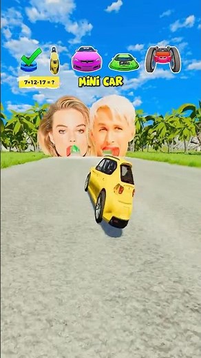 GIANT & tiny Cars vs Barbie & Ken Open Big MouthsMargot Robbie and Ryan Gosling Tunnel