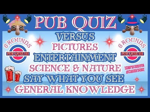 Fun Pub Quiz 111 - 6 Different Rounds - 40 Questions & Answers - 85 Points to Win. trivia quiz