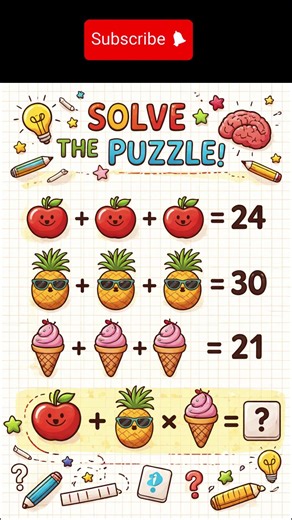 “🍎🍌🍊 Fruit Math Challenge – Can You Solve It?” #mindbendingquiz #puzzle #gkquiz #brainchallenge