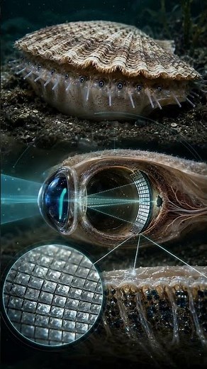 This scallop has up to 200 eyes with mirrors 🐚👁️ #science #funfacts #alexia #curiosities #ai