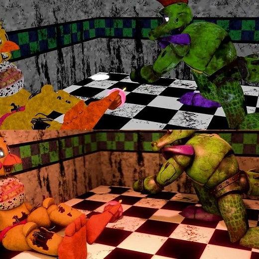 Monty gifts Toy Chica her cupcake BTS (FNAF Fight Animation)