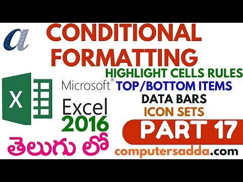 Ms-Excel 2016 in Telugu 17(Conditional Formatting) (www.computersadda.com)