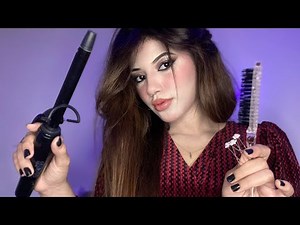 ASMR🪮🎀Hair Curling/ Braiding/ Parting/ Invisible Clips/ Gel/ Styling) No Talking- Fast & Aggressive