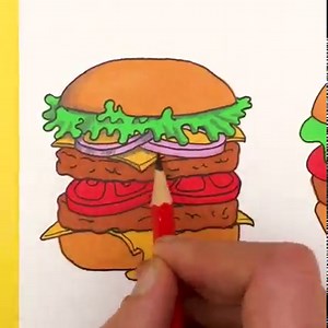 Une technique épatante pour dessiner le Burger parfait 🤤🍔🎨👉Echangez avec d'autres passionnés de dessin sur notre groupe Art Room🎨 | Art Room